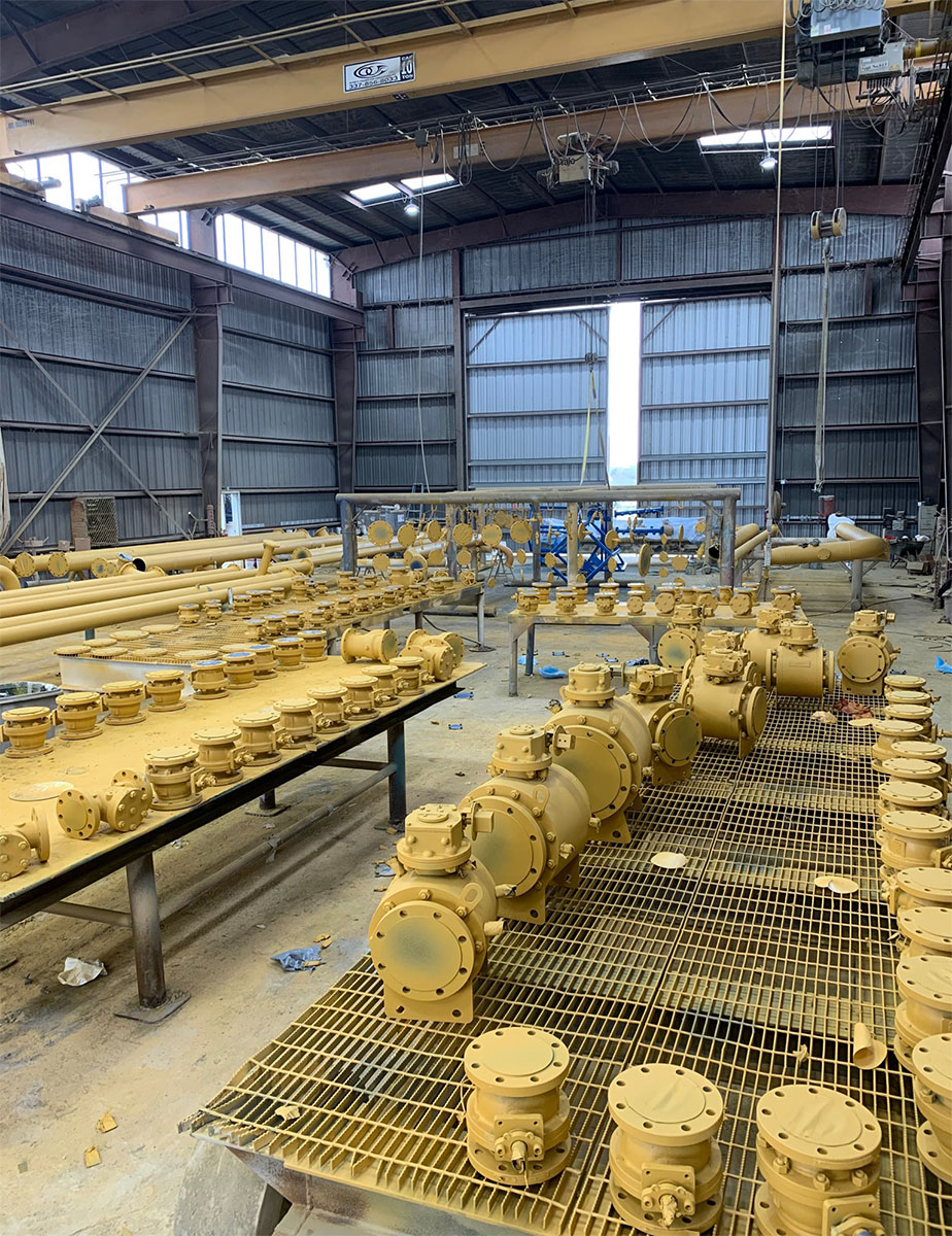 fabricated parts in blasting facility